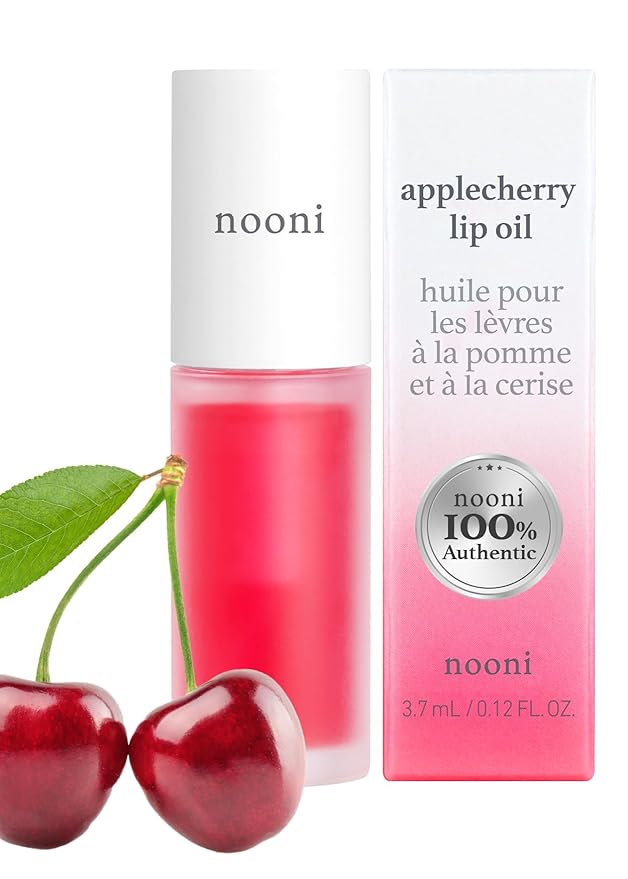 NOONI Korean Vegan Lip Oil - Applefig, 0.12 Fl Oz + Korean Lip Oil - Applecherry, 0.12 Fl Oz Bundle-Velvo Beauty