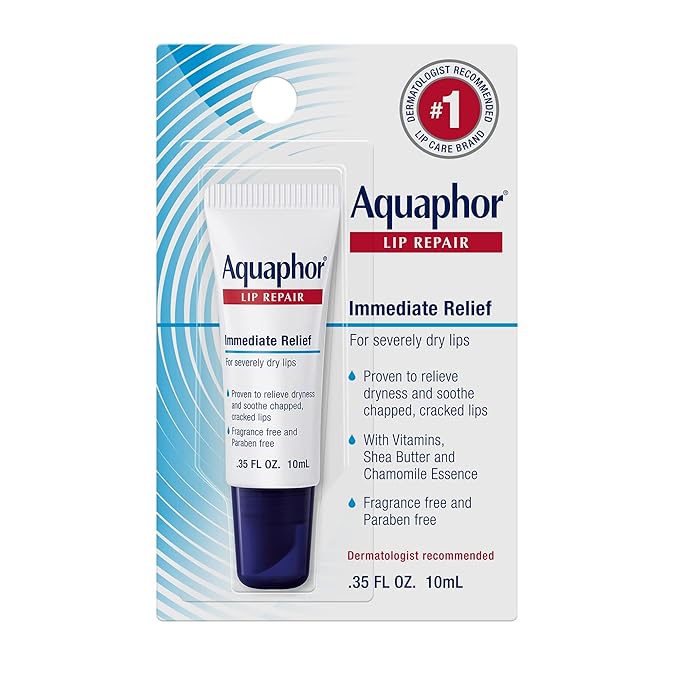 Aquaphor Lip Repair Ointment - Long-lasting Moisture to Soothe Dry Chapped Lips - .35 fl. oz. Tube-Velvo Beauty