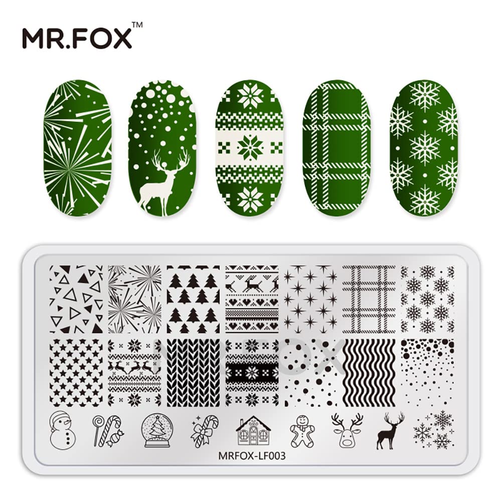 MRFOX Nail Print Board Set Christmas Snow and Lightning Theme Pattern Leaf Nail Art DIY Stamping Template-Velvo Beauty