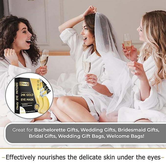 Eakroo 30 Pairs Golden Under Eye Patches, 24k Gold Under Eye Mask Eye Patches for Puffy Eyes, Eye Masks for Dark Circles and Puffiness, Reduces Wrinkle, Fine Lines and Eye Bags, Nourish Skin-Velvo Beauty