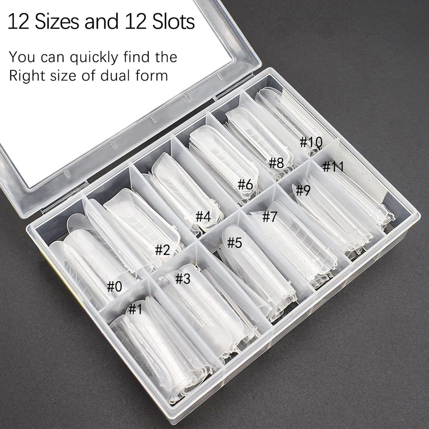 120 Pcs Dual Nail Forms,Matte Square & C-Curved Extension Poly Nail Gel Nail Molds 12 Sizes for Gel Glue, Full Cover Nail Art Design Salon & DIY-Velvo Beauty