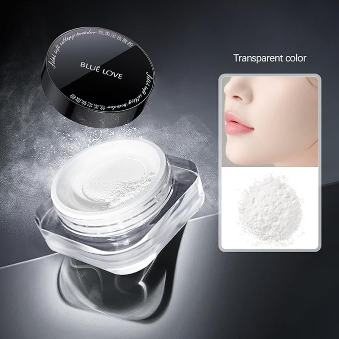 BLUE LOVE Setting Powder Makeup for Oily Skin, Oil Control Smooth Face Makeup Powder Foundation, Waterproof Setting Powder Compact, Oil Control Face Pressed Loose Powder(Transparent)-Velvo Beauty