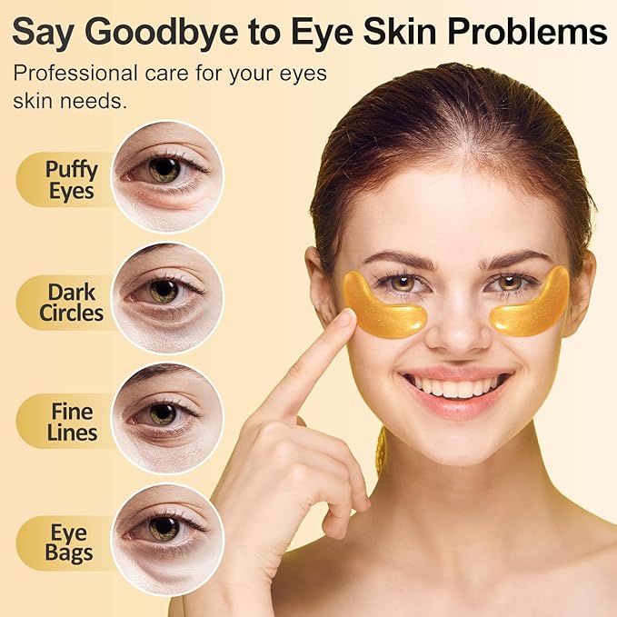 Under Eye Patches (48 Pairs) - 24K Gold Eye Masks Enriched with Abundant Collagen | Diminish Dark Circles and Puffiness | Anti-Aging, Smooth Fine Line, Nourish Skin - Gifts for Women Skin Care-Velvo Beauty