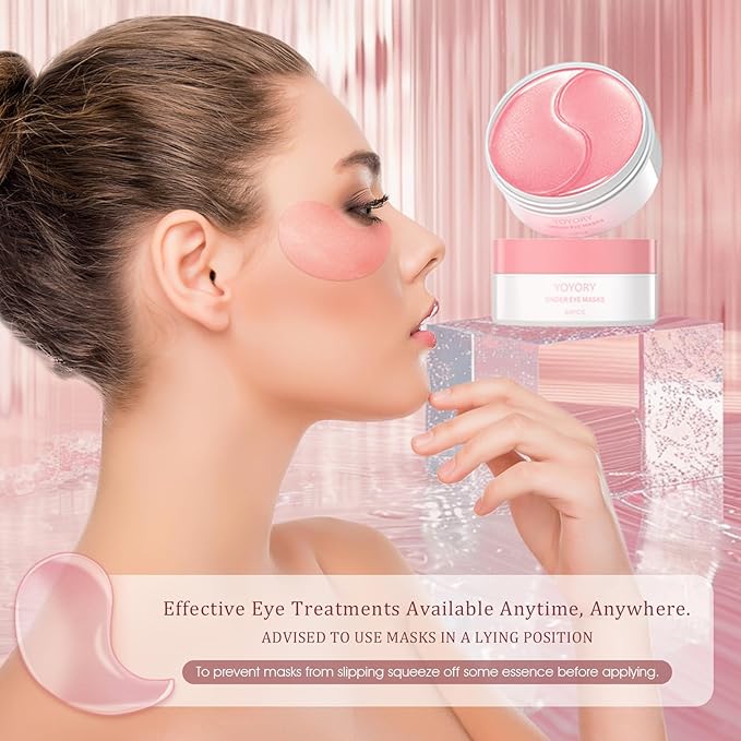 Under Eye Patches Masks - for Dark Circles, Puffiness, Eye bags,and Fine Lines Smoothing Skin Care Treatment with Collagen and Hyaluronic Acid for Women and Men, (60 Pcs) Pink-Velvo Beauty