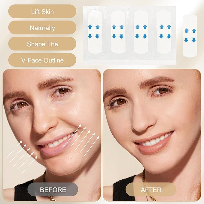 braxan 60 Pcs Neck Tape Lifting Invisible Set: Neck & Face Lift Tape Invisible - for Double Chin Jowls Eyes Sagging Skin, Special Events & Makeup-Friendly Use, Visible Results In Seconds-Velvo Beauty