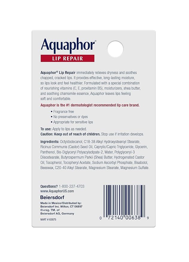 Aquaphor Lip Repair Dry, Chapped Lip Balm, 0.35 oz-Velvo Beauty