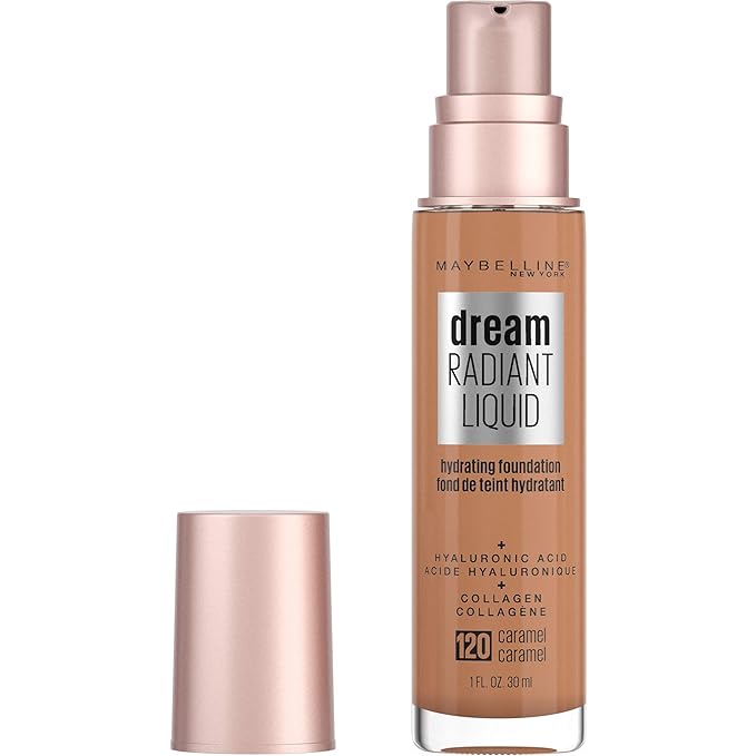 Maybelline Dream Radiant Liquid Medium Coverage Hydrating Makeup, Lightweight Liquid Foundation, Caramel, 1 Fl; Oz-Velvo Beauty