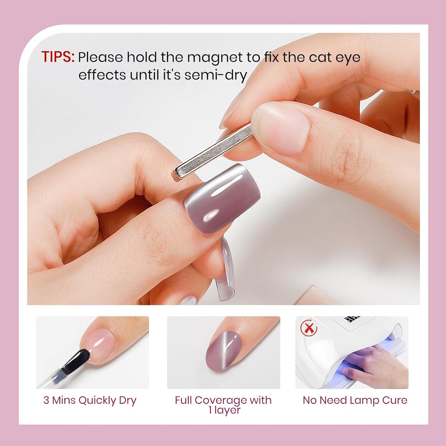 Magnetic Nail Polish Non Gel Quick Dry Glitter Cat Eye Nail Polish Cats Eye Toe Fingernail Air Drying Fast Lacquer Manicure Gift For Women Girls 16ml, 0.54fl oz-Velvo Beauty