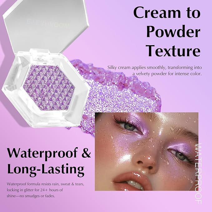 Blue Glitter Eyeshadow Palette, Multichrome Chameleon Cream to Powder Eye Shadow, Color Shifting Holographic Eyeshadow Shimmer Inner Corner Eye Brightener Highlighter Makeup-Velvo Beauty