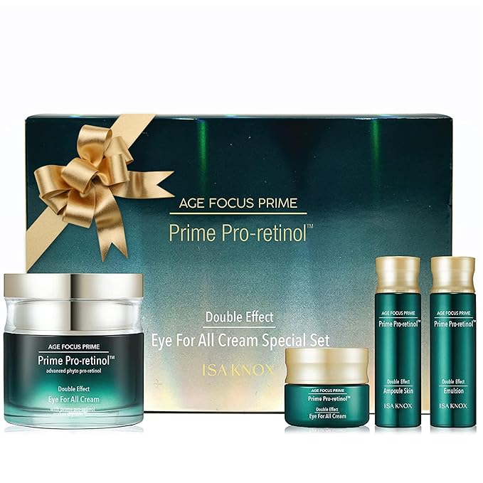 Isa Knox AGE FOCUS Prime Double Effect Eye For All Cream Set (3.4fl oz) - Korean Skincare Set, Lightweight Rich Eye Cream, Toner, Emulsion with Daytime Retinol,-Velvo Beauty