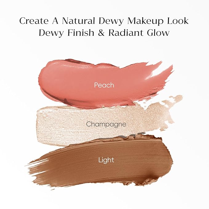 Trio Contour Sticks Set, Highlighter Stick & Bronzer Stick & Blush Stick for Cheek+Lip,Highlight and Contour to Create a Natural Dewy Makeup Look for Light| Set of 45g/1.6fl.oz-Velvo Beauty
