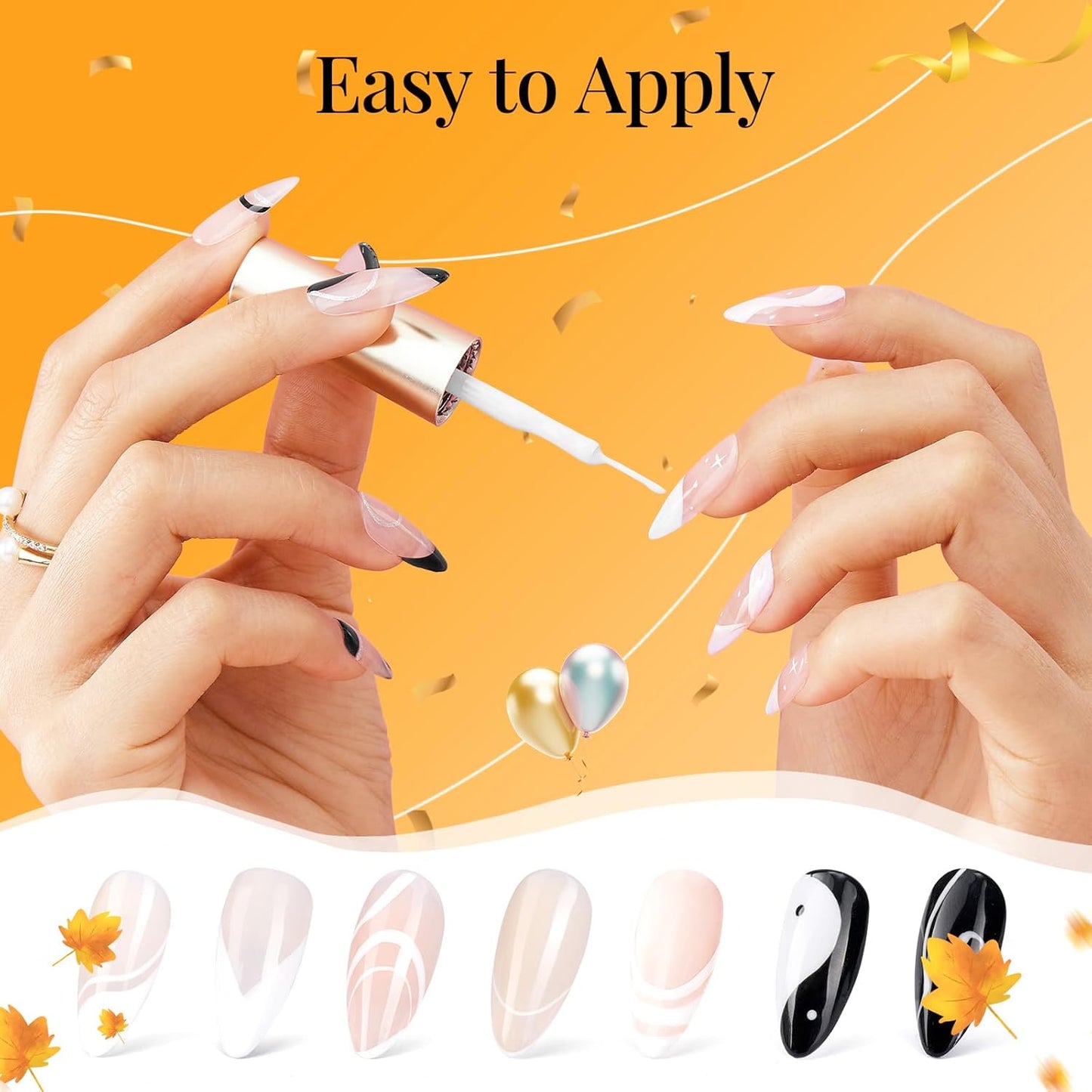 beetles Gel Polish Swirl Nail Art White Gel Liner Nail Polish 1 pcs 7ml Classic White Color Nails Art Paint for Thin French Tip Line Soak off Uv Lamp Manicure Salon-Velvo Beauty