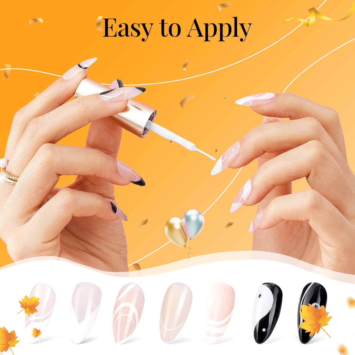 beetles Gel Polish Swirl Nail Art White Gel Liner Nail Polish 1 pcs 7ml Classic White Color Nails Art Paint for Thin French Tip Line Soak off Uv Lamp Manicure Salon-Velvo Beauty