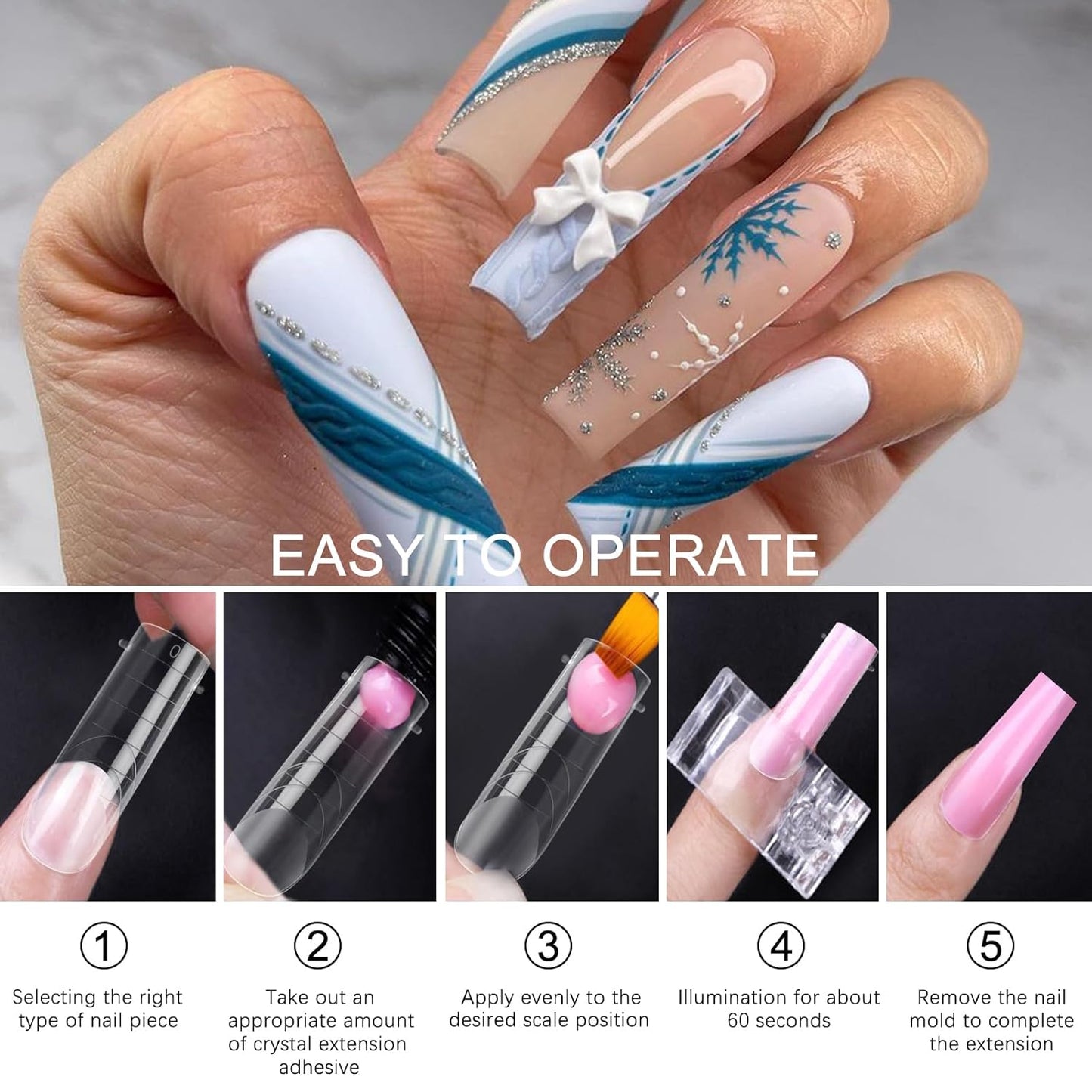 120 Pcs Poly Extension Gel Dual Nail Forms Nail Molds With Scale Builder Coffin Nail for Gel Manicure Nail Art Design Salon DIY at Home (Long Square Head Frosted Dual Nail Forms Set)-Velvo Beauty