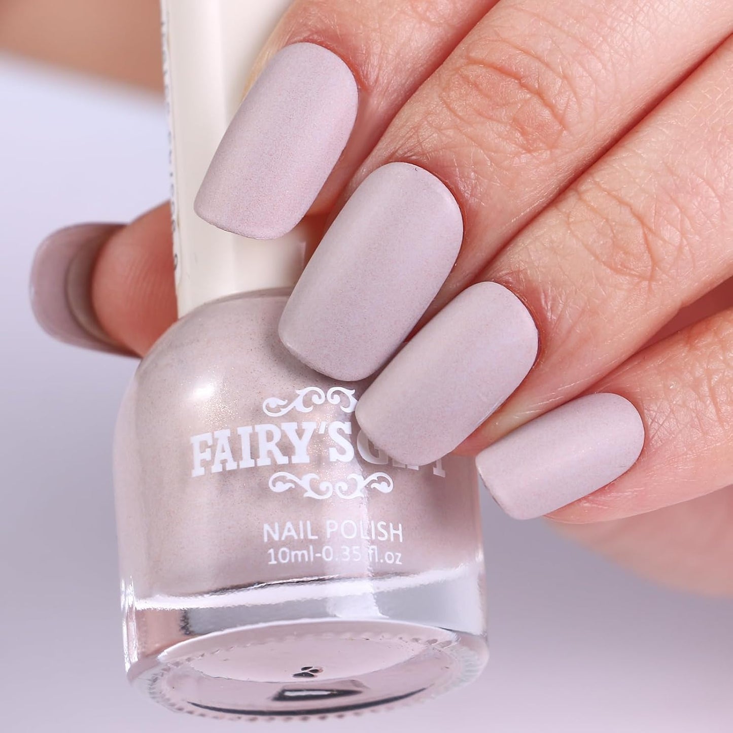 Matte Nail Polish Air Dry Nail Lacquer for Nail Art Varnish, Mist Effect Matte Finish Velvet Nail Polish, 0.35 fl oz (Light Gray-07, 10 ML)-Velvo Beauty