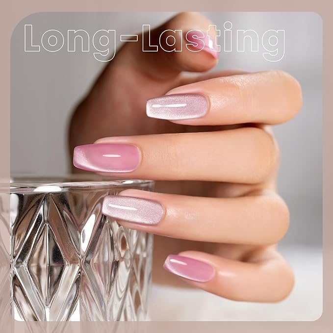 RARJSM Nude Glitter Cat Eye Gel Nail Polish Set 6Pcs Ceramics Pink Light Purple Brown Velvet Shimmer Smoothie Cateye Gel Polish with Magnetic Stick UV LED Curing Require Home Salon Nail Design-Velvo Beauty