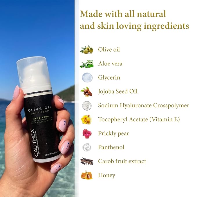 Calithea Day Cream Facial Moisturizer for Healthy, Glowing, Balanced Skin with Aloe Vera, Prickly Pear, Olive Oil-Velvo Beauty