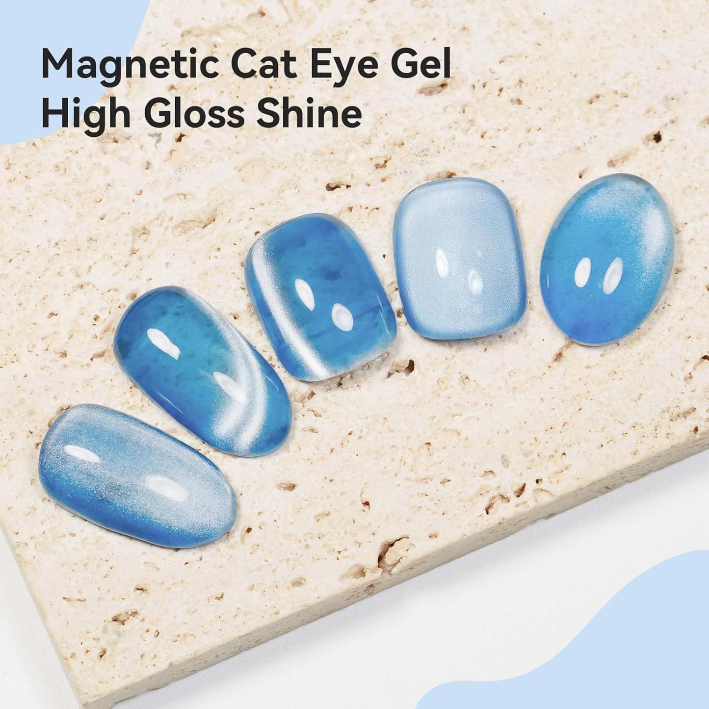Moonlight Cat Eye Gel Nail Polish 12ML Blue Glitter Magnetic Gel Polish Velvet Ceramic Effect Crystal Shimmer Cateye Soak Off Manicure Salon At Home 1Pc-Velvo Beauty