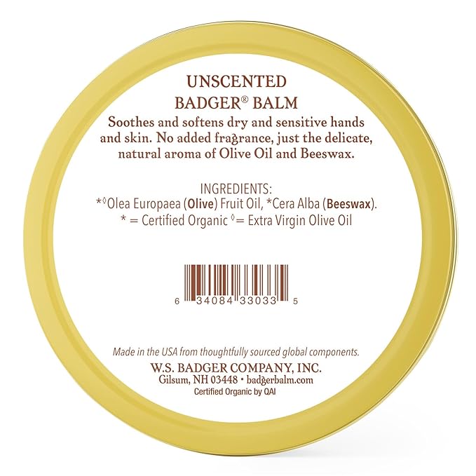 Badger - Unscented Dry Skin Balm, Sensitive Skin Balm, Moisturizing Balm for Dry Cracked Skin, Unscented Balm, Skin Moisturizer Balm, 2 oz-Velvo Beauty