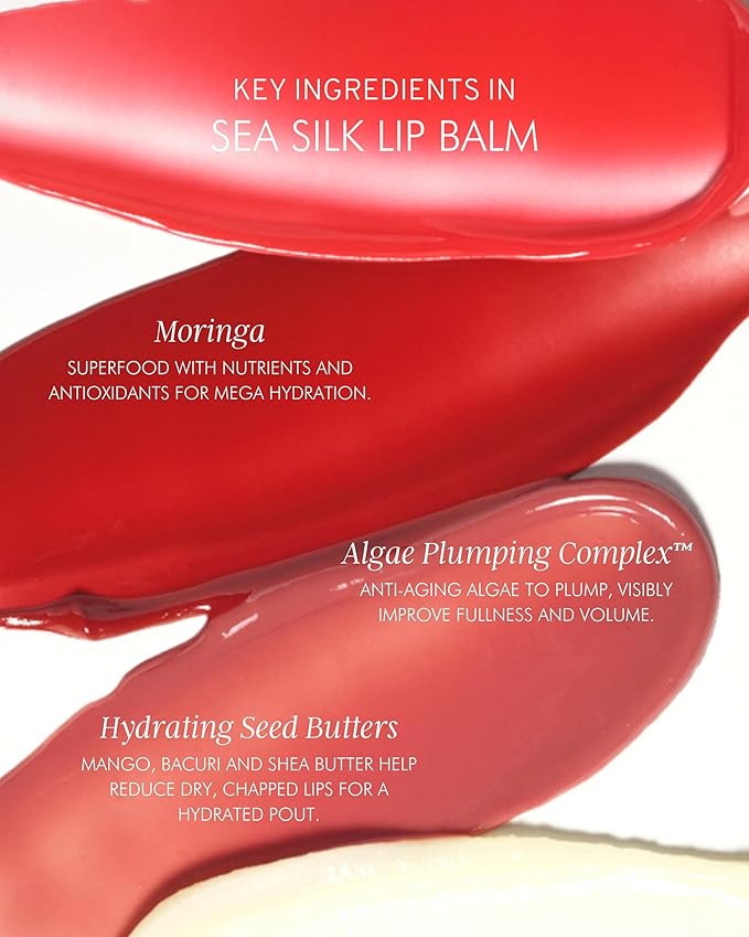 MARA - Natural Sea Silk Lip Balm With Algae + Moringa | Non-Toxic, Plant-Based Skin Care, Hypoallergenic | Moisturize, Plump + Soothe Dry, Chapped Lips (Coral, 0.5 oz | 15 ml)-Velvo Beauty