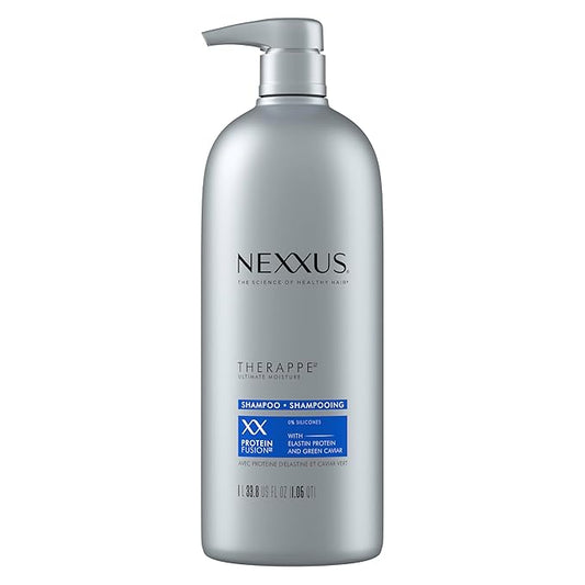 Nexxus Therappe Moisturizing Shampoo Ultimate Moisture for Dry Hair Silicone-Free, Moisturizing ProteinFusion with Elastin Protein and Green Caviar 33.8 oz-Velvo Beauty