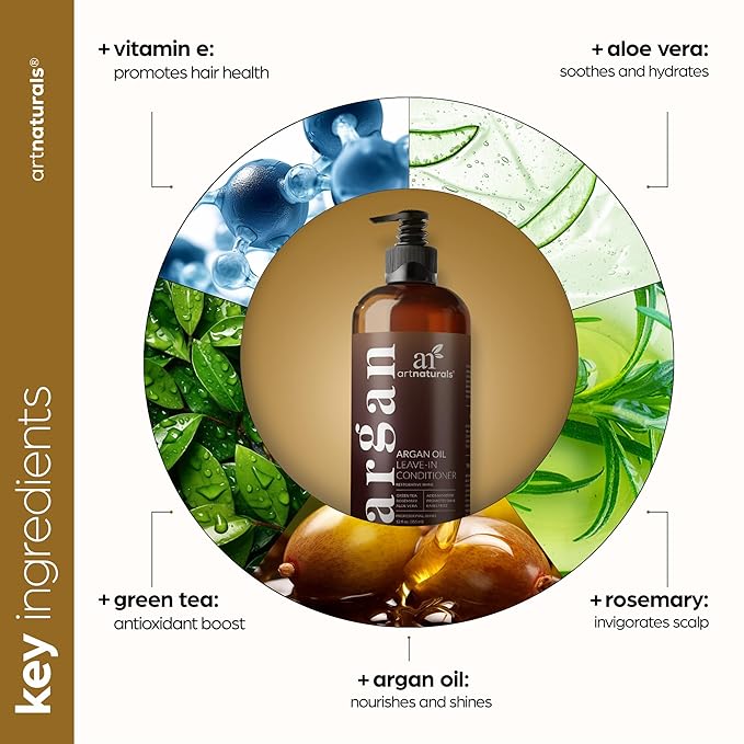 Artnaturals Argan Oil Leave-In Conditioner - (12 Fl Oz / 355ml) - Made with Organic and Natural Ingredients - for All Hair Types – Treatment for Damaged, Dry, Color Treated and Hair Loss (ANHA-0802)-Velvo Beauty
