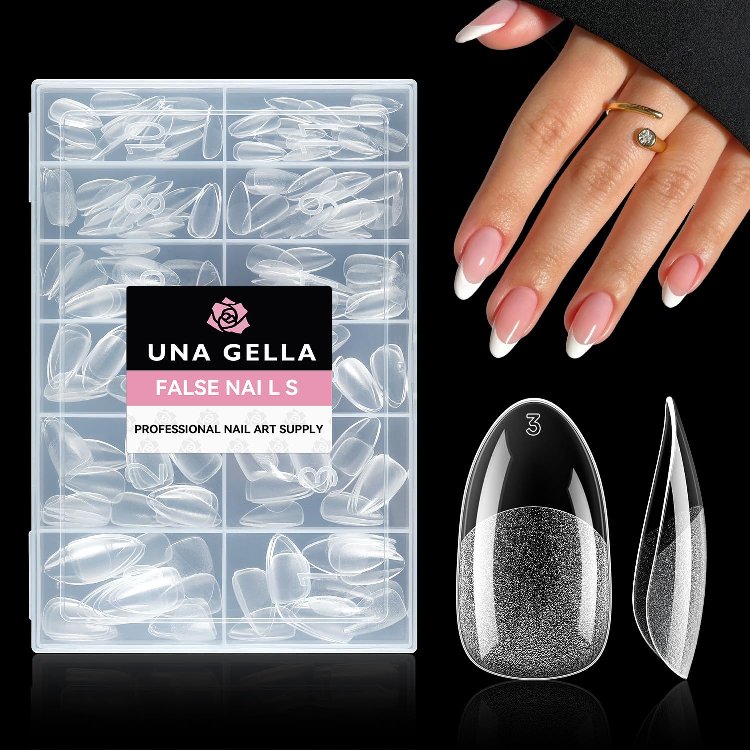 UNA GELLA Medium Oval Fake Nails Pre-Shape 216pcs Round Gel Nail Tips Press on Nails for Full Cover Acrylic Round Oval Full Nails False Nails 12 Sizes False Soft Gel Tips-Velvo Beauty