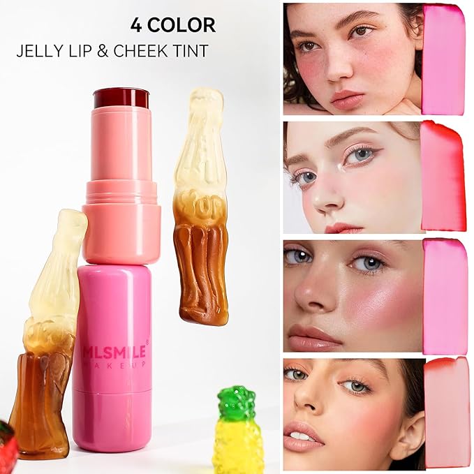 Cooling Water Jelly Tint,Jelly Blush Stick,Long Lasting Milk Jelly Blush Stick-1,000+ Swipes Per Stick,Jelly Texture Moisturising,Buildable Watercolor Finish (B, S)-Velvo Beauty