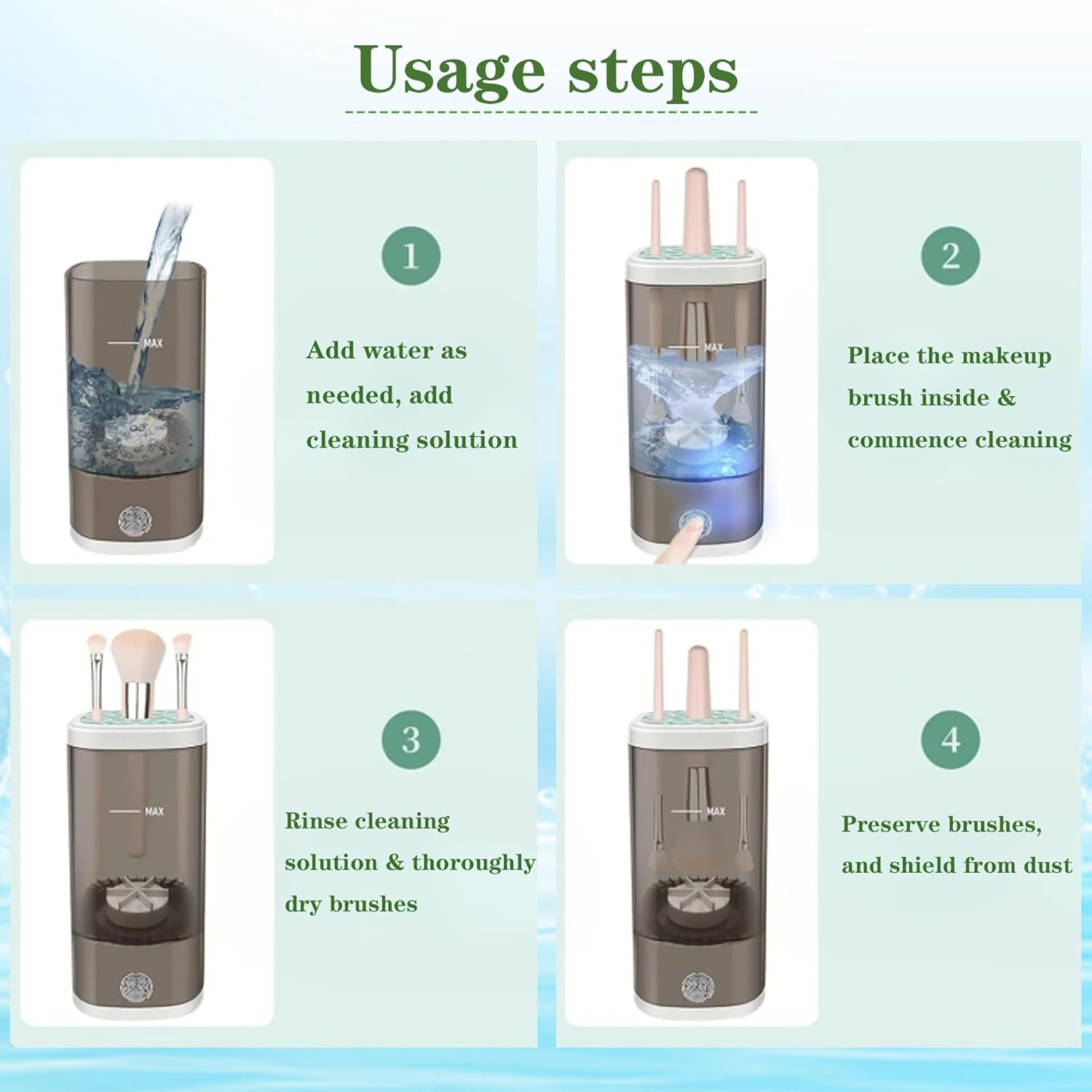 3 IN 1 Automatic Makeup Brush Cleaner-9000 RPM Makeup Brush Cleaner Machine and Dryer Portable Automatic USB Cosmetic Brushes Cleaner Tool for All Size Beauty Makeup Brush Travel Set-Velvo Beauty