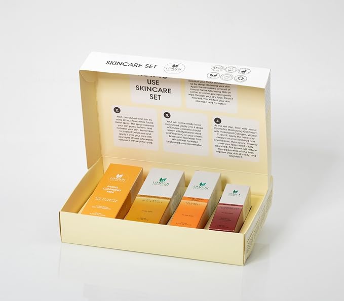 Daily Skincare Set - Hydrating, Anti-Aging- Multi-benefitial kit, 4 pcs:Deep Cleanser, Facial Relief Spray, Face Serum, Moisturizing Cream -Paraben Free, Silicone Free, Vegan-Velvo Beauty