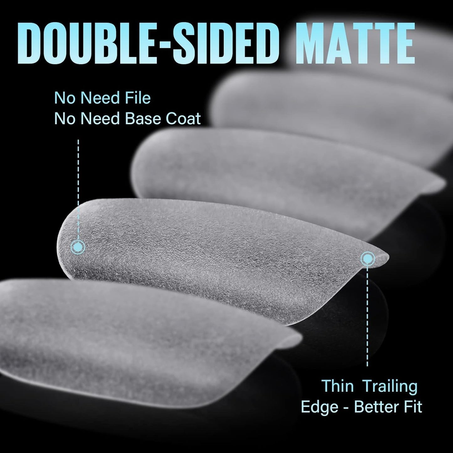 TOMICCA Short Oval Nail Tips, 240Pcs 15Sizes Double Sided Matte Nail Tips for Manicure, Acrylic Full Cover Fake False Press on Nails for Home DIY Art-Velvo Beauty