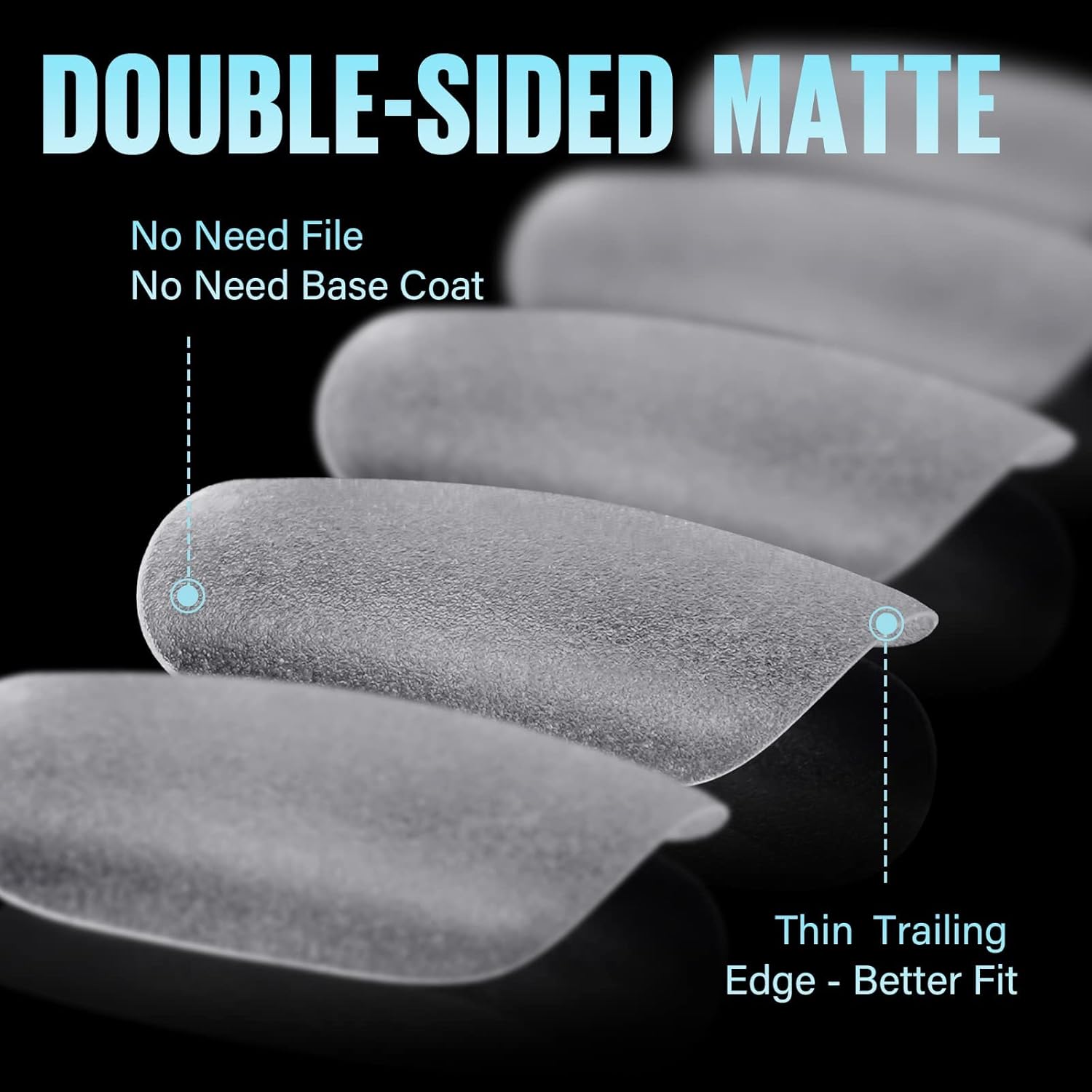 TOMICCA Short Oval Nail Tips, 240Pcs 15Sizes Double Sided Matte Nail Tips for Manicure, Acrylic Full Cover Fake False Press on Nails for Home DIY Art-Velvo Beauty