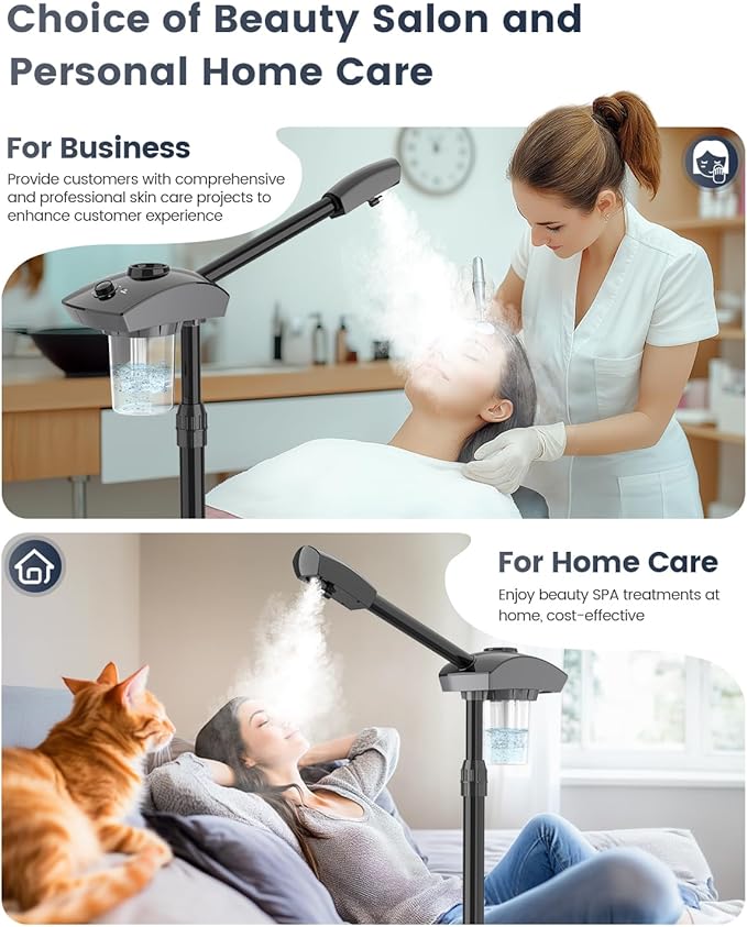 Kingsteam Professional Ozone Nano-Ionic Facial Steamer | Deep Cleansing Hydrating | Salon Home Spa Face Steamer | Pore Cleanser | 60-Min Timer | 360° Swivel | Esthetician Favorite Tool, Black-Velvo Beauty