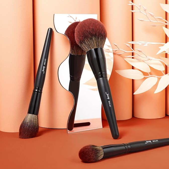 Jessup Large Face Makeup Brushes 3pcs, Premium Synthetic Powder Contour Highlighter Brush, Phantom Black T274-Velvo Beauty