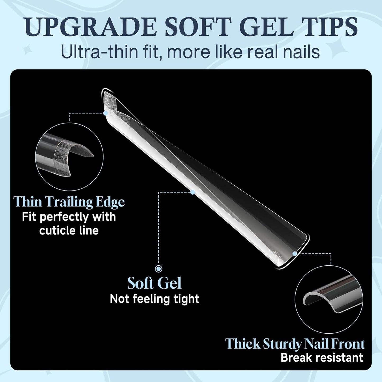 2XL Straight Square Nail Tips, No C Curve Gel Nail Tips Half Cover 240Pcs Extra Long Gel Tips Acrylic False Nail Tips Tapered Square Press On Nails For Nail Salons Home DIY 12 Sizes-Velvo Beauty