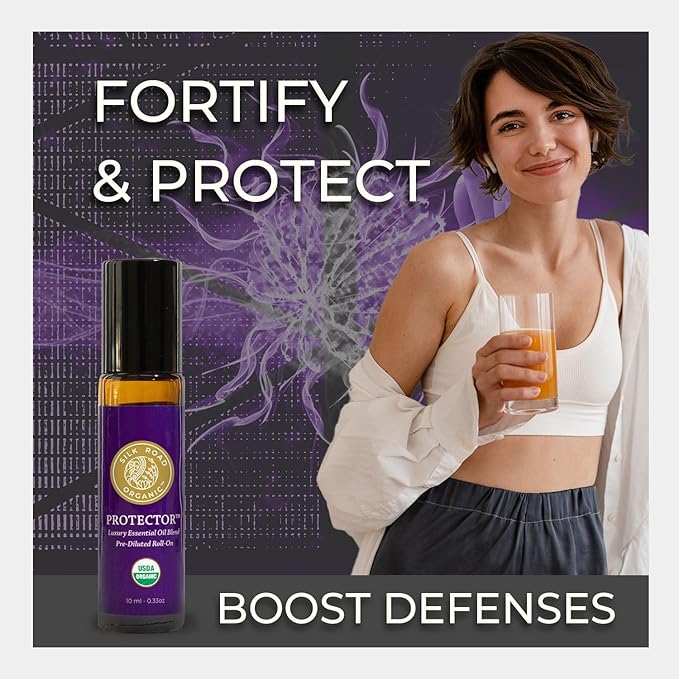Silk Road Organic Protector Essential Oil Immunity Blend Roll On, Based on Thieves Oil Legend, 100% Pure USDA Certified Health Shield Aromatherapy - 10 ml Roller-Velvo Beauty