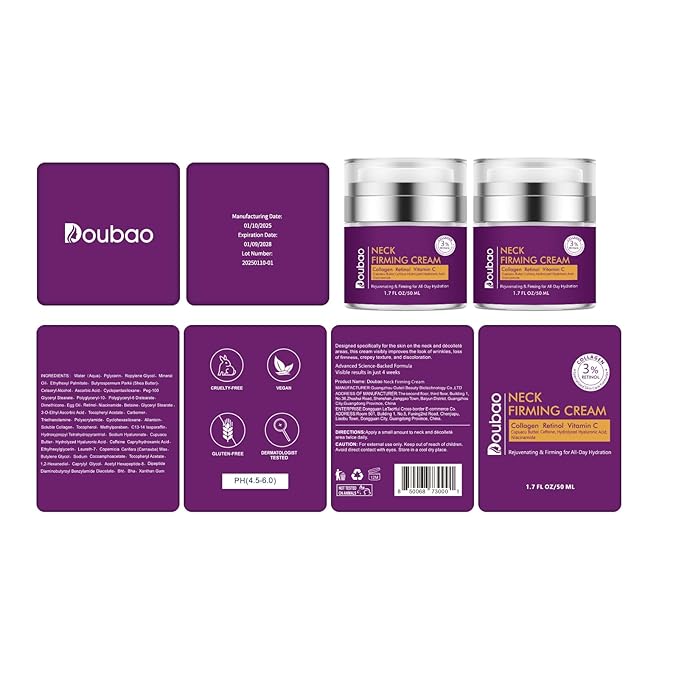 Advanced Neck Firming Cream – 3% Retinol & Hyaluronic Acid for Wrinkle Reduction, Lifting & Skin Tightening – Anti-Aging Moisturizer for Face, Neck & Décolleté – Deep Hydration, 3.4 FL（2 bottle）-Velvo Beauty