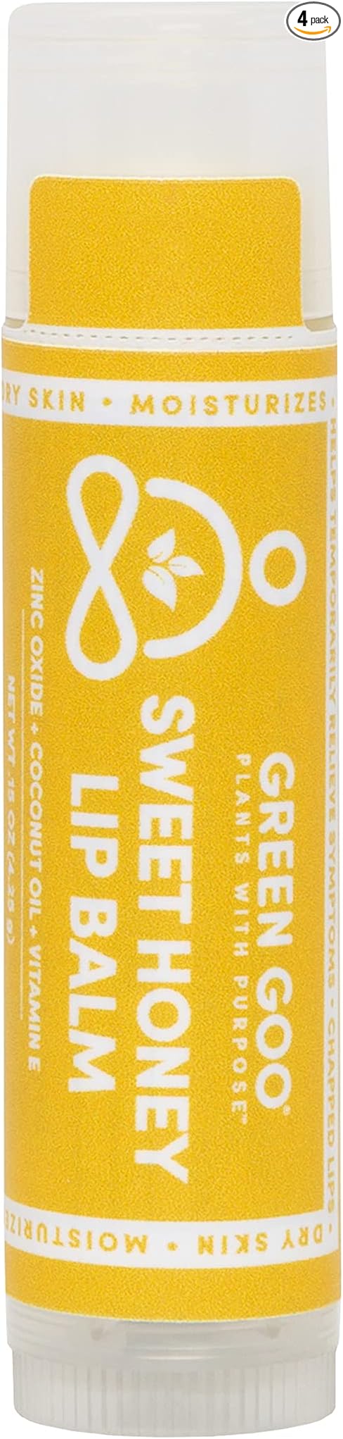 Green Goo All-Natural Lip Balm, Sweet Honey, 0.15-ounce Stick, 4-pack-Velvo Beauty