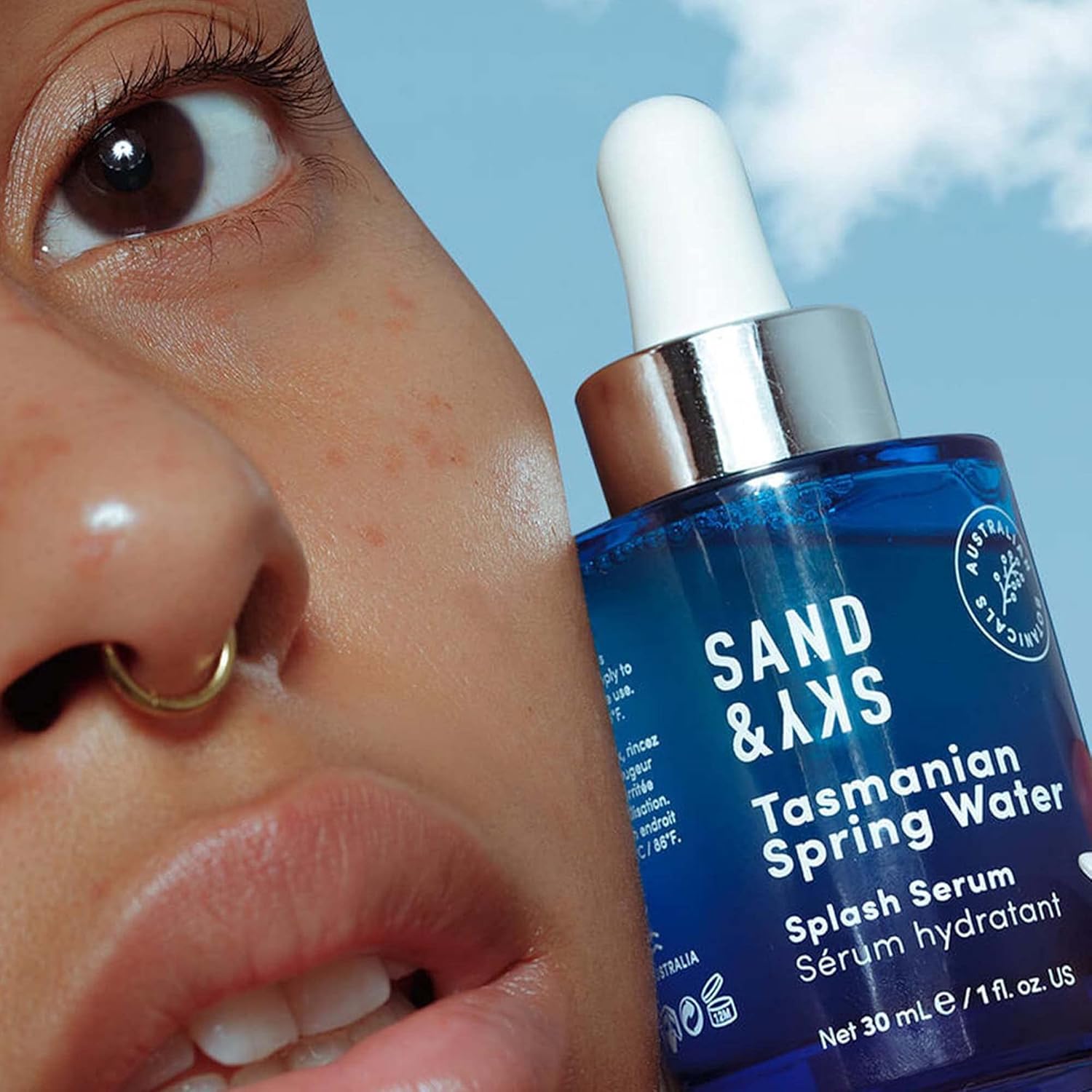Sand & Sky Tasmanian Spring Water Hydrating Serum with Hyaluronic Acid & Probiotics - Fine Line Reducing Face Serum, Plumps Skin & Smooths Wrinkles, 1 fl oz-Velvo Beauty