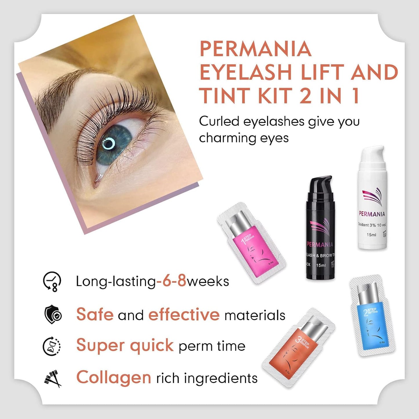 PERMANIA Lash Lift with Black Color Kit, Quick Eyelash & Brow Lamination 15 Mins Coloring Natural Black Result in Lash Enhancers & Primers-Velvo Beauty