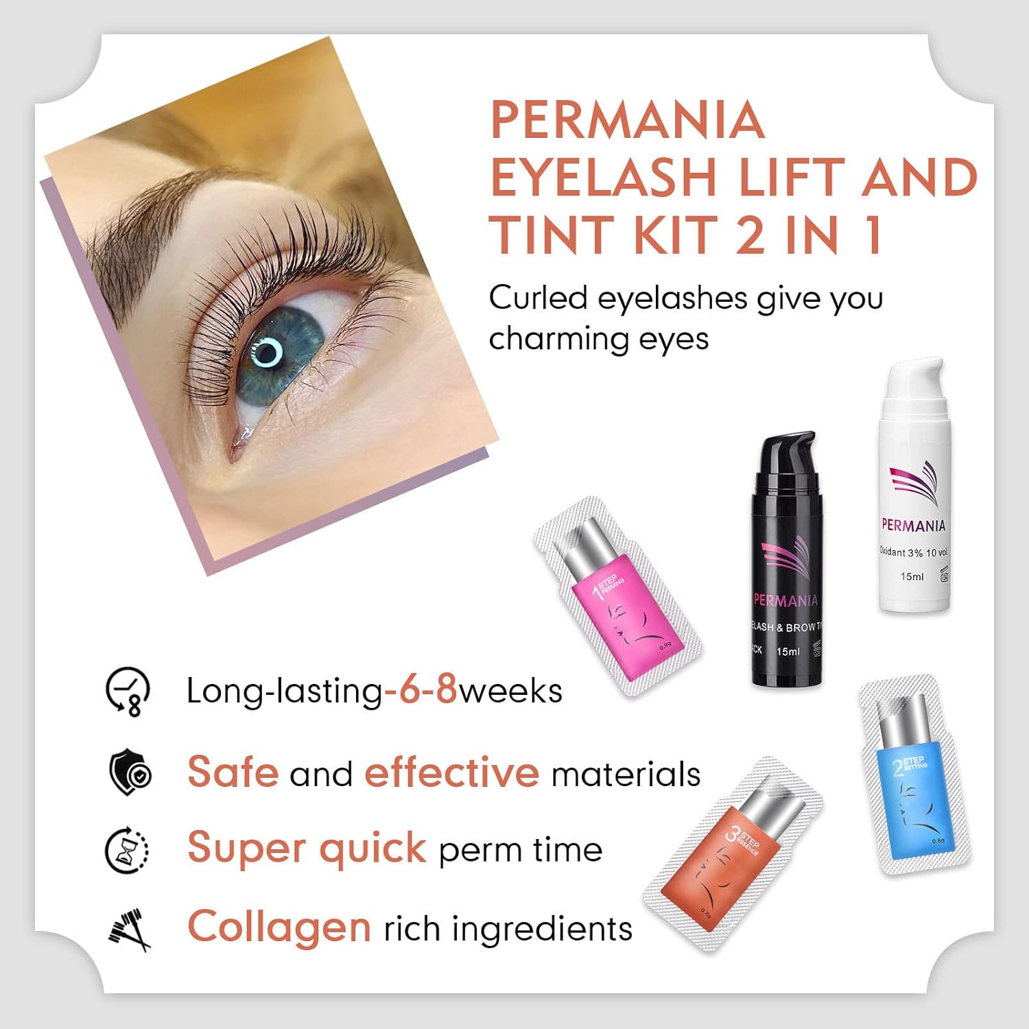 PERMANIA Lash Lift with Black Color Kit, Quick Eyelash & Brow Lamination 15 Mins Coloring Natural Black Result in Lash Enhancers & Primers-Velvo Beauty