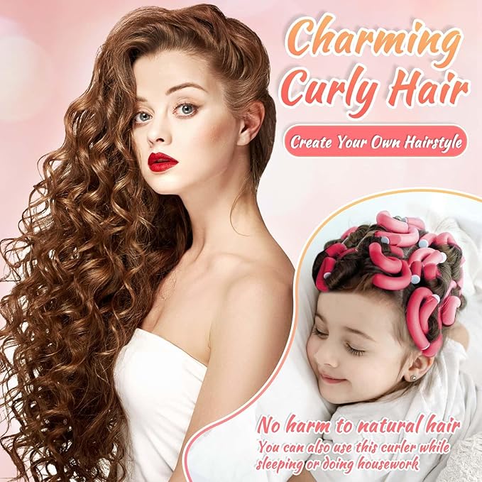 Selizo 30Pcs 9.45"x0.55" Flexible Hair Rollers, Foam Curlers for Short, Medium and Long Hair, No Heat Curlers, Hair Rods - Pink(Diameter 0.55')-Velvo Beauty