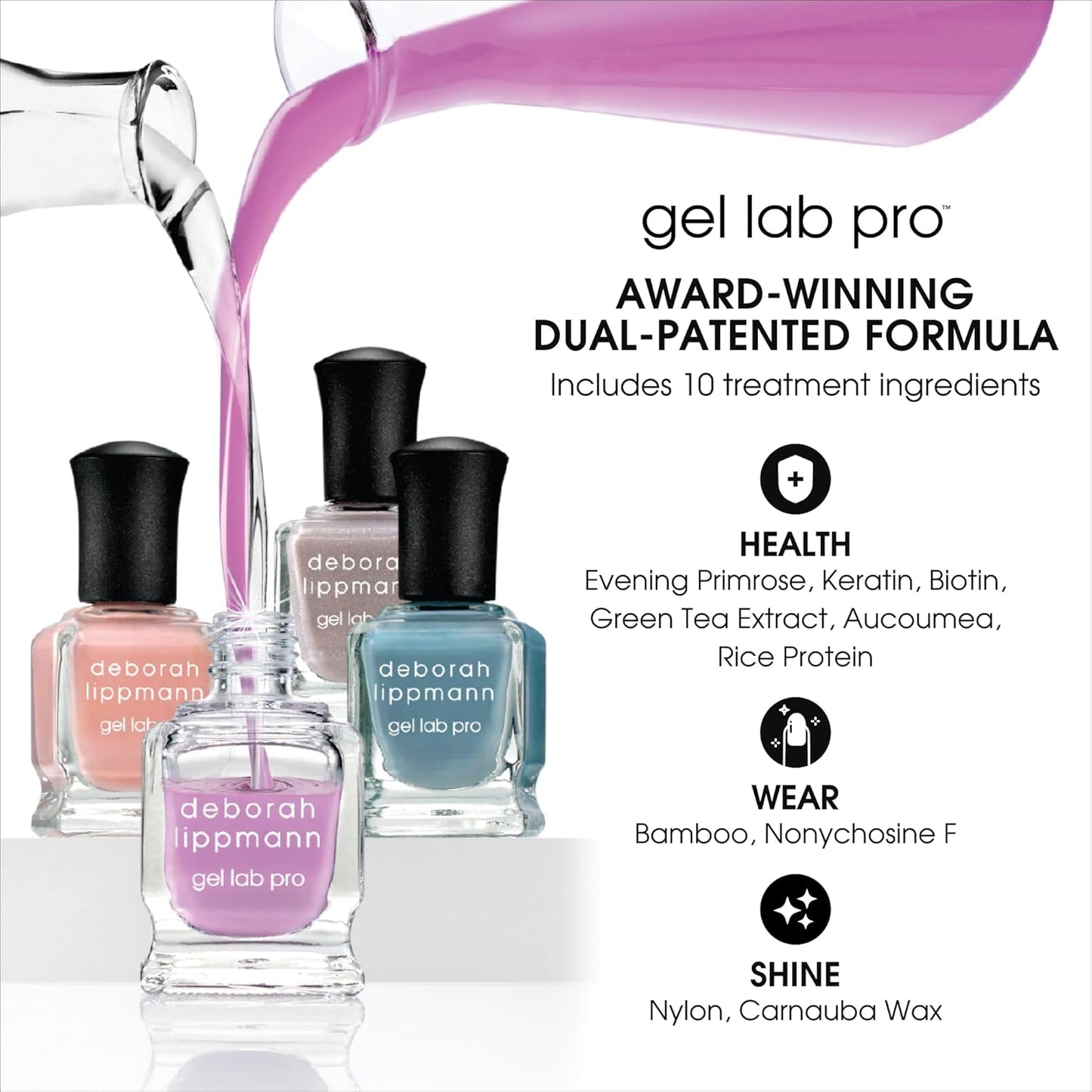 Deborah Lippmann Gel Lab Pro Nail Polish Set, Treatment Enriched Formula for Nail Health, Wear, and Shine, Vegan, No Animal Testing, 21 Free Formula-Velvo Beauty
