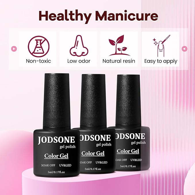 JODSONE 100 PCS Gel Nail Polish Starter Kit with U V Light 95 Colors Macarons Combined with Dark Colors Nail Gel No Wipe Base Coat Top Matte Coat Long Lasting Shine-Velvo Beauty