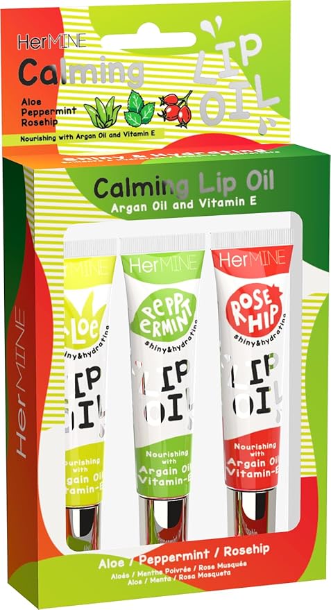 HerMINE Hydrating Lip Oil with Argan oil & Vitamin E Clear Long Lasting Nourishing Lip Oils Moisturizing Gel Multi-Packs Softening Clear Oil-Velvo Beauty