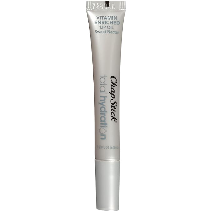 ChapStick Total Hydration Sweet Nectar Flavor Vitamin Enriched Lip Oil, Non Tinted Lip Care - 0.23 Oz-Velvo Beauty