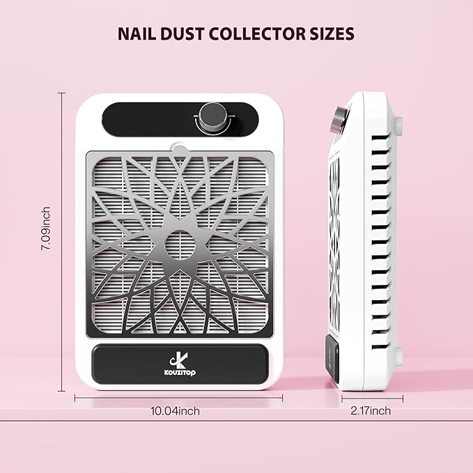 Nail Dust Collector for Nail Techs,Compact & Quiet Vacuum Fan Dust Collector with Reusable Filter, Powerful Dust Suction Machine,Nail Tech Must Haves for Gel Polish,Pedicures,Salon & Home Use-Velvo Beauty