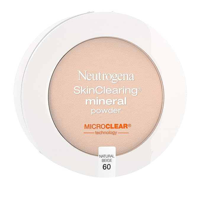 Neutrogena SkinClearing Mineral Acne-Concealing Pressed Powder Compact, Shine-Free & Oil-Absorbing Makeup with Salicylic Acid to Cover, Treat & Prevent Breakouts, Natural Beige 60,.38 oz (Pack of 2)-Velvo Beauty