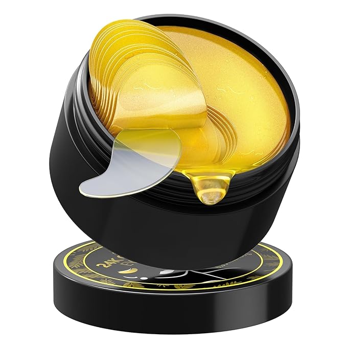 24k Gold Under Eye Patches - 60 Pcs Eye Mask Pure Gold Anti-Aging Collagen Hyaluronic Acid Under Eye Mask for Dark Circles, Puffiness & Wrinkles Refresh Your Skin-Velvo Beauty