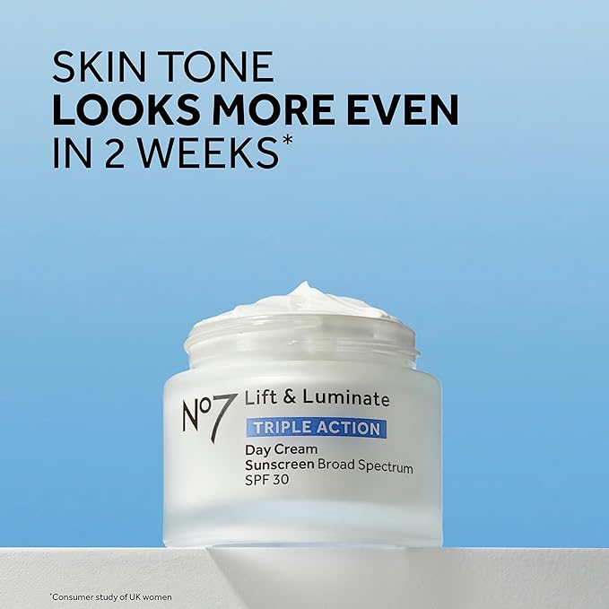 No7 Lift & Luminate Triple Action Face Cream - Fragrance Free Face Moisturizer with SPF 30 - Formulated with Anti Aging Collagen Peptides & Brightening Complex (2 Pack)-Velvo Beauty